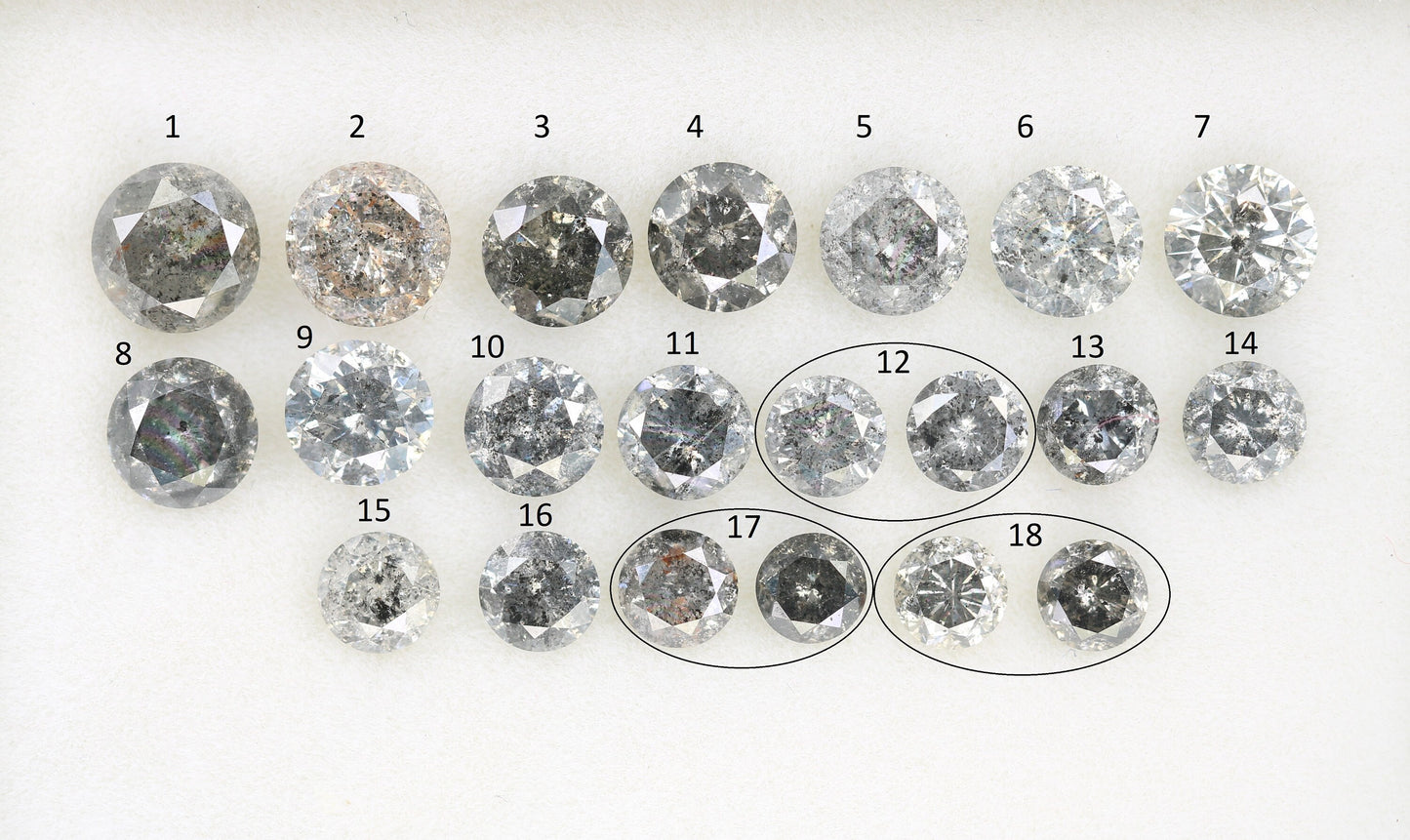 Lot of Salt and Pepper Diamonds | Natural Round Rose Cut Gemstones | Loose Diamonds for Gold Jewelry | Unique Gifts for Men and Women