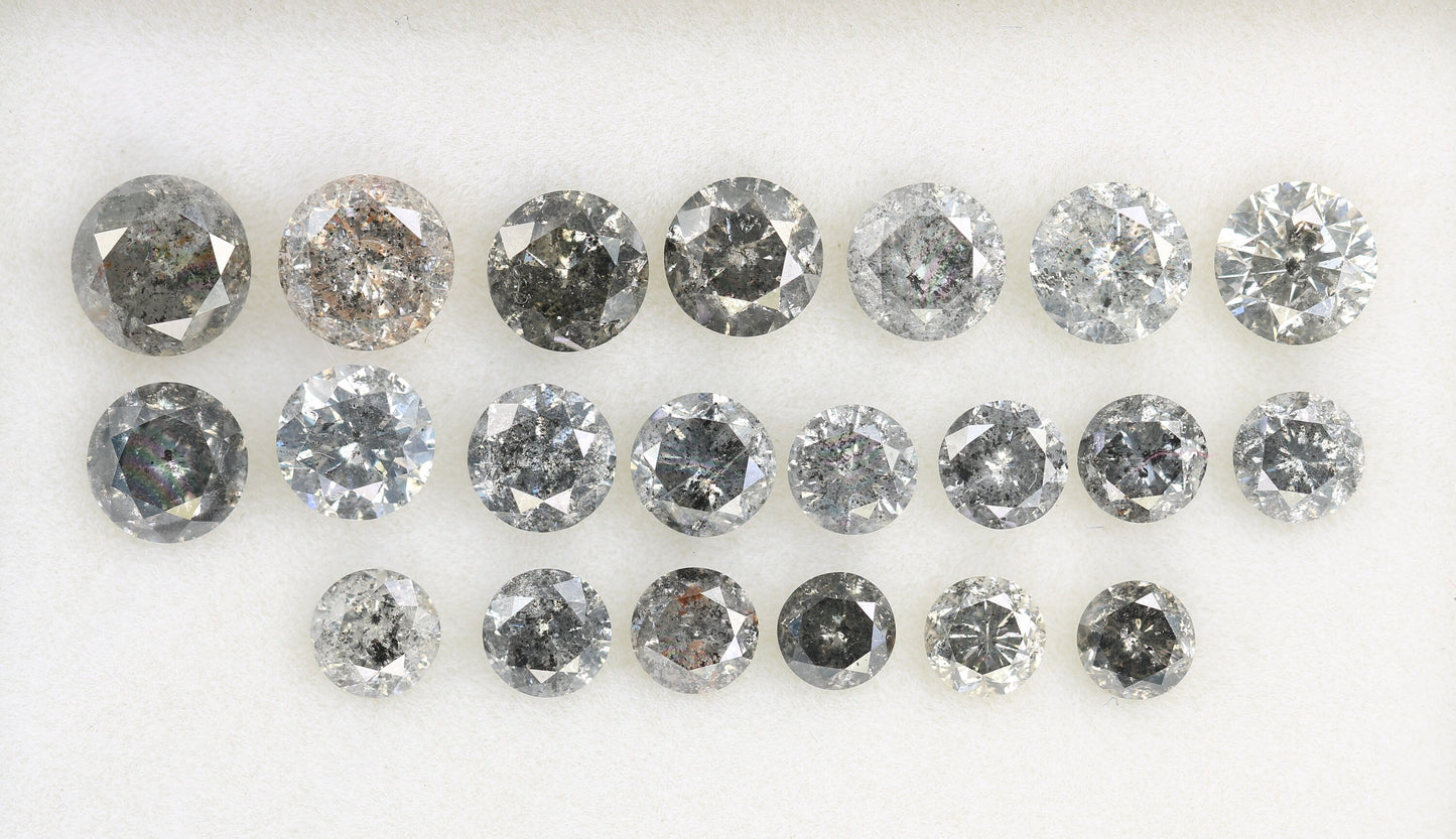 Lot of Salt and Pepper Diamonds | Natural Round Rose Cut Gemstones | Loose Diamonds for Gold Jewelry | Unique Gifts for Men and Women