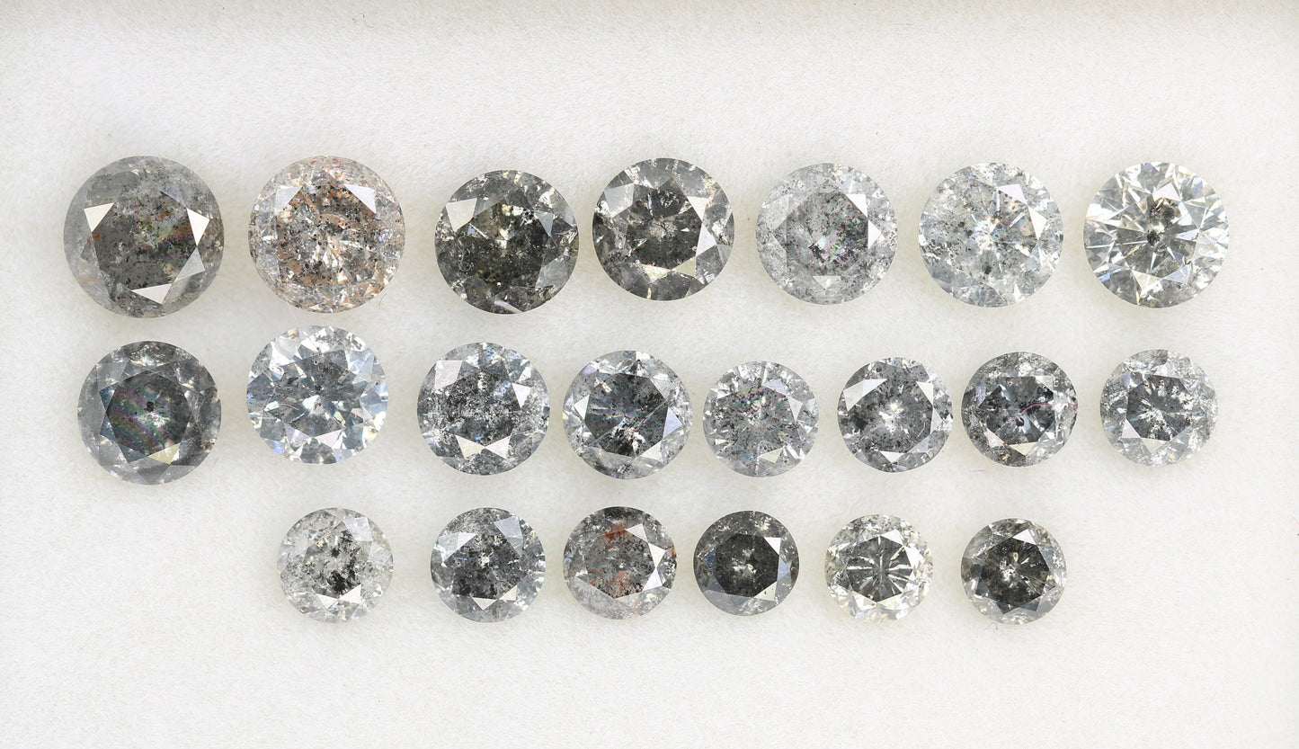 Lot of Salt and Pepper Diamonds | Natural Round Rose Cut Gemstones | Loose Diamonds for Gold Jewelry | Unique Gifts for Men and Women
