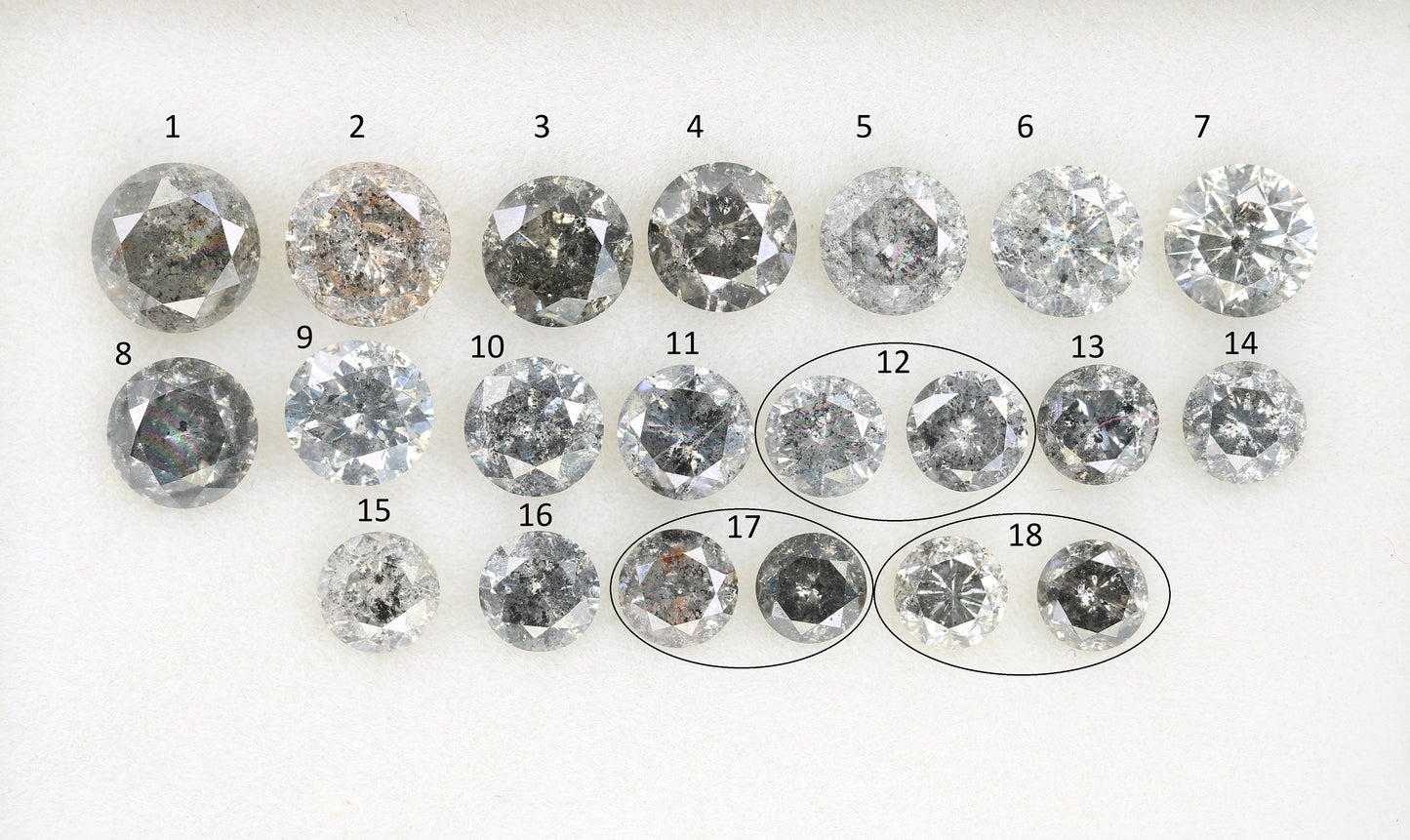 Lot of Salt and Pepper Diamonds | Natural Round Rose Cut Gemstones | Loose Diamonds for Gold Jewelry | Unique Gifts for Men and Women