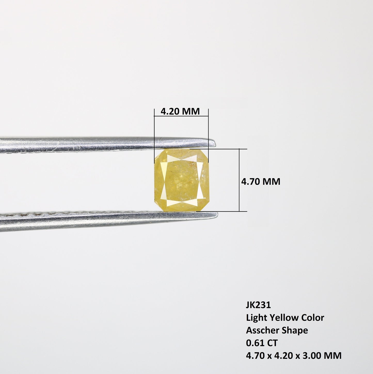 0.61 CT Fancy Yellow Salt and Pepper Emerald Shape Diamond - Natural Loose Emerald Cut Diamond - Ideal for Emerald Engagement Ring