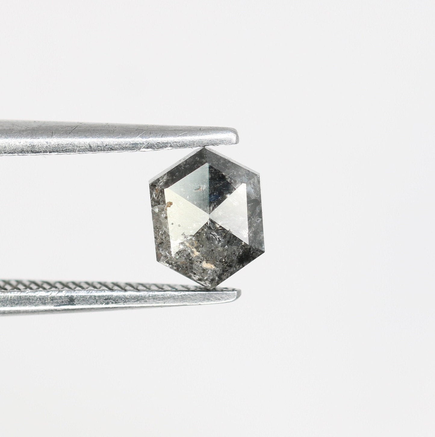 0.53 CT Hexagon Cut Salt and Pepper Diamond - Natural Hexagon Diamond - Salt and Pepper Ring - Gift for Wifey - Gift for mother - jewelry