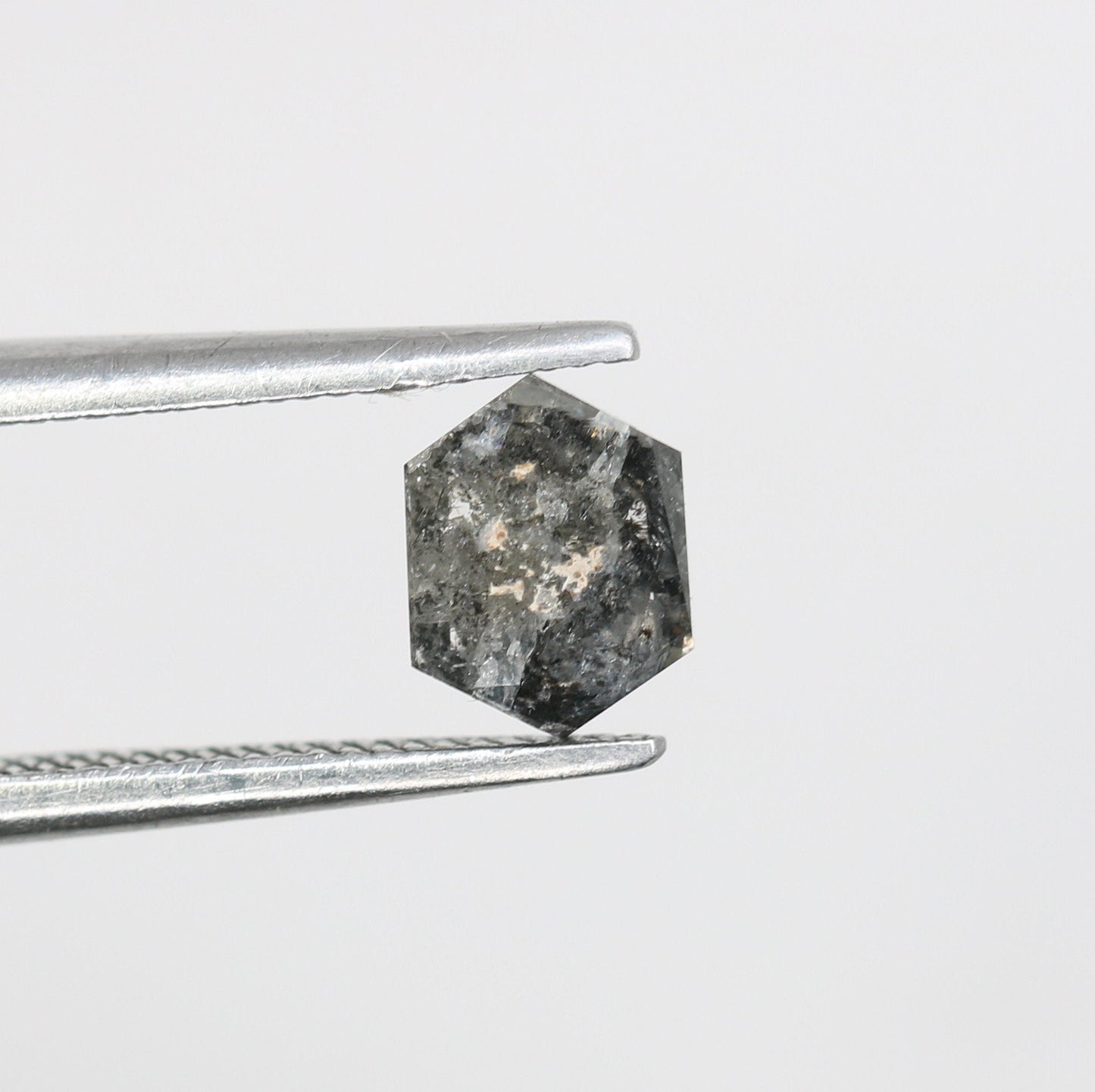 0.53 CT Hexagon Cut Salt and Pepper Diamond - Natural Hexagon Diamond - Salt and Pepper Ring - Gift for Wifey - Gift for mother - jewelry