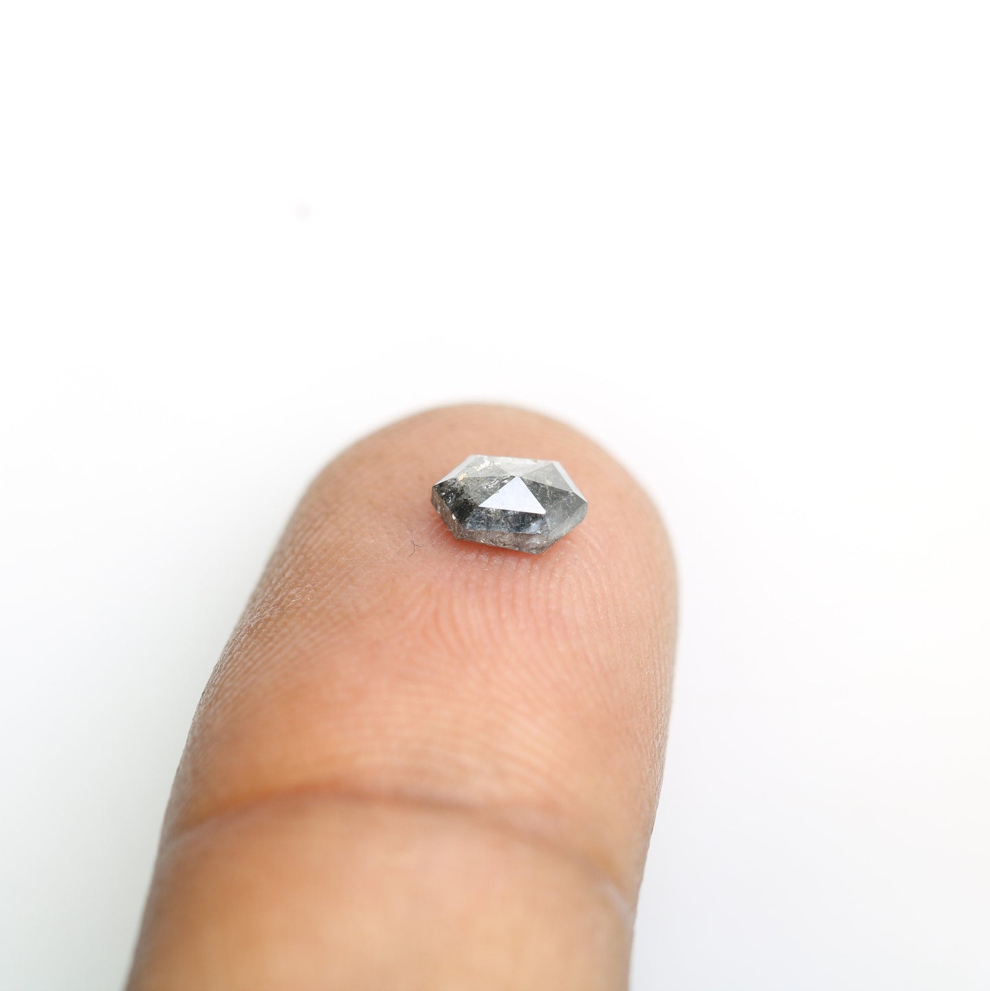 0.53 CT Hexagon Cut Salt and Pepper Diamond - Natural Hexagon Diamond - Salt and Pepper Ring - Gift for Wifey - Gift for mother - jewelry