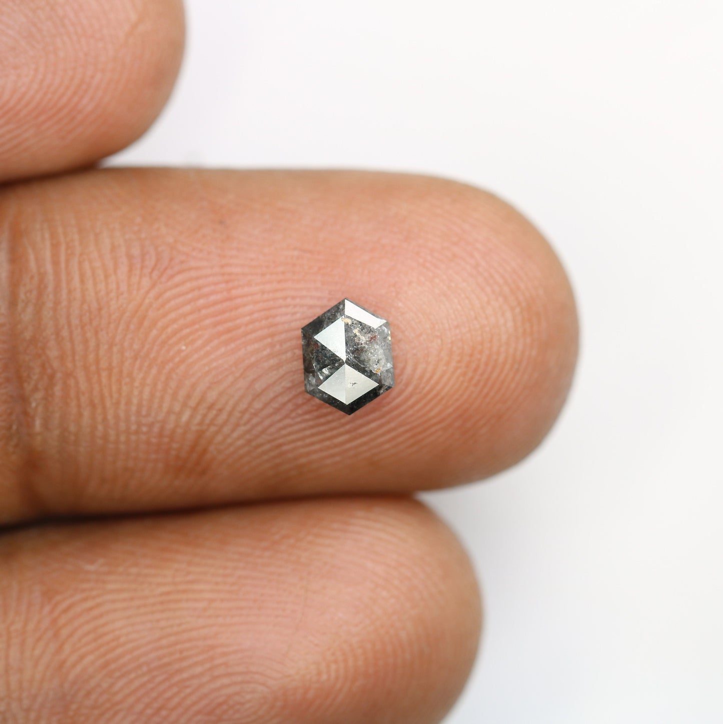 0.53 CT Hexagon Cut Salt and Pepper Diamond - Natural Hexagon Diamond - Salt and Pepper Ring - Gift for Wifey - Gift for mother - jewelry