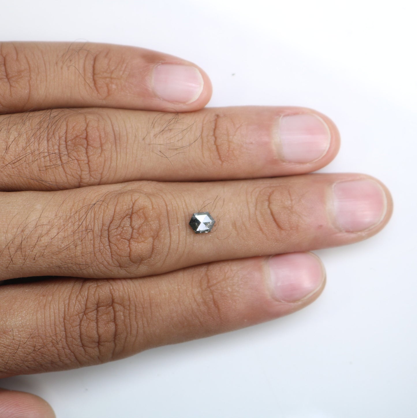 0.53 CT Hexagon Cut Salt and Pepper Diamond - Natural Hexagon Diamond - Salt and Pepper Ring - Gift for Wifey - Gift for mother - jewelry