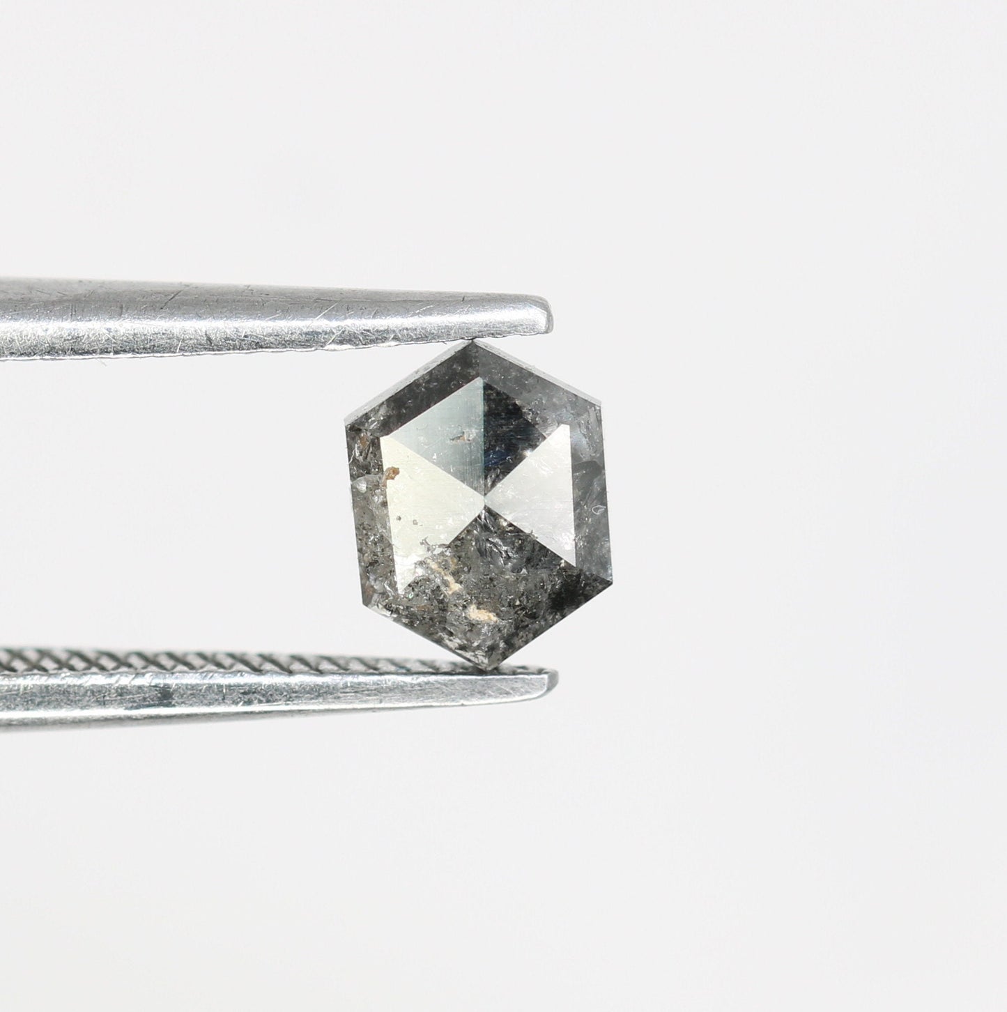 0.53 CT Hexagon Cut Salt and Pepper Diamond - Natural Hexagon Diamond - Salt and Pepper Ring - Gift for Wifey - Gift for mother - jewelry