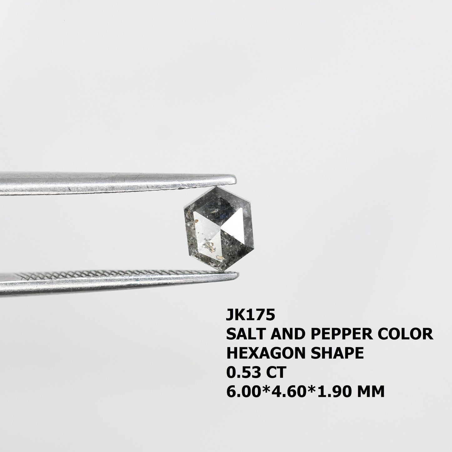 0.53 CT Hexagon Cut Salt and Pepper Diamond - Natural Hexagon Diamond - Salt and Pepper Ring - Gift for Wifey - Gift for mother - jewelry