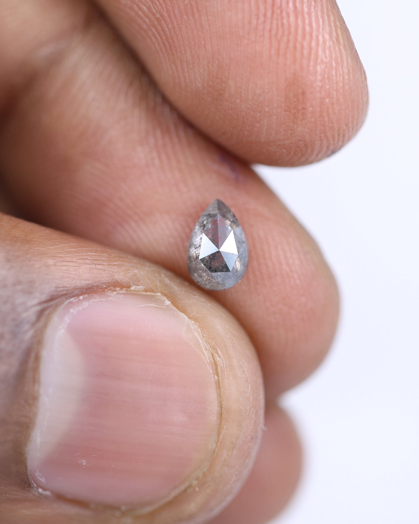 Loose Pear Shape Salt and Pepper Diamond | Unique Gold Ring | Natural Diamond Jewelry