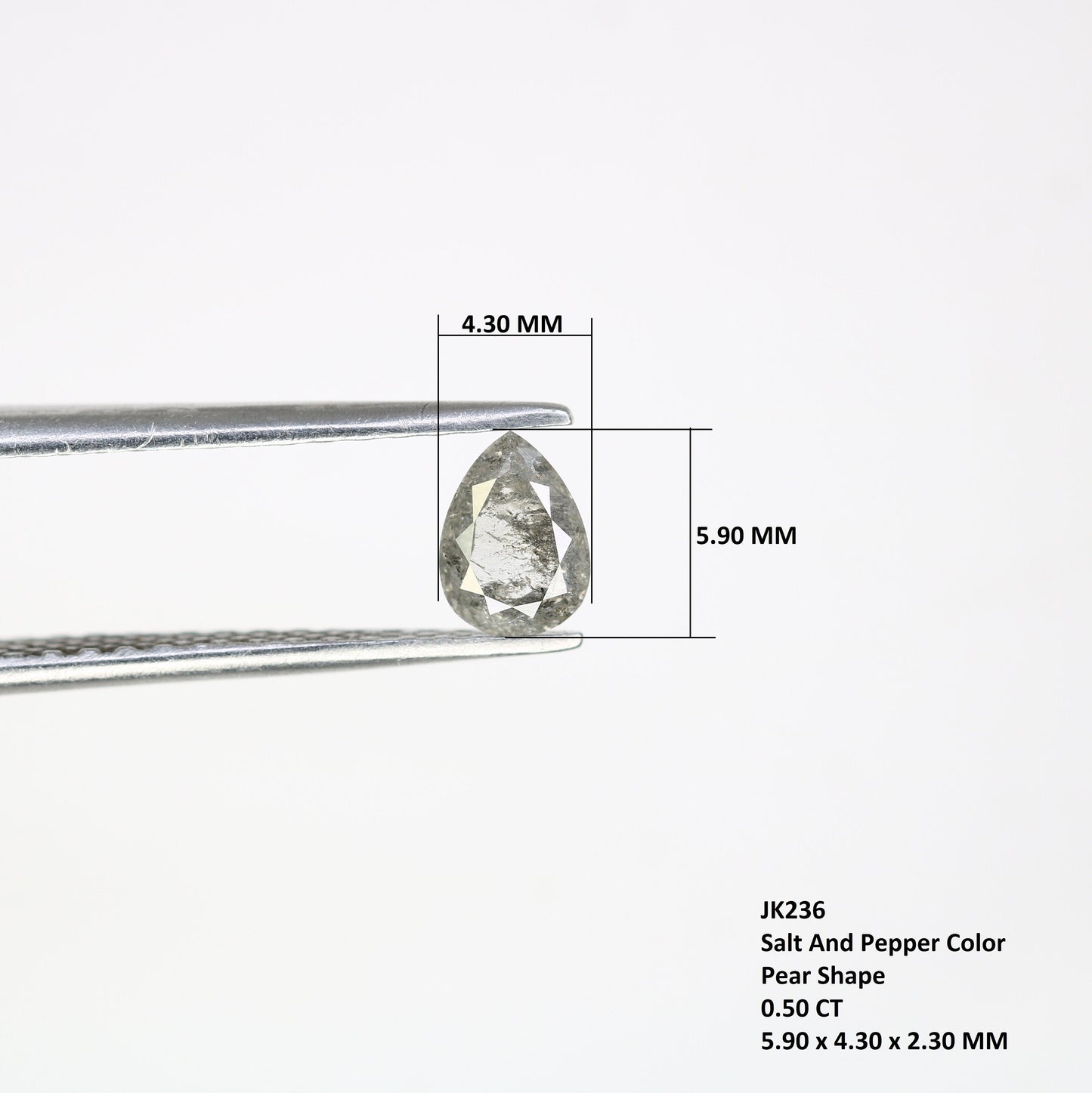 0.50ct Loose Pear Salt and Pepper DiamondFor Gold Ring Diamonds