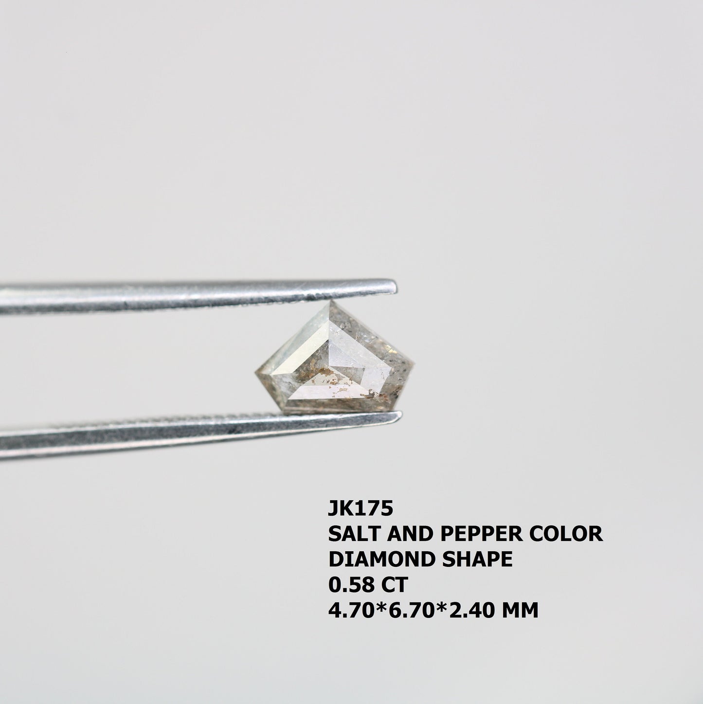 0.58 CT Salt and Pepper Diamond Shield Cut For handmade necklace pendant Black/Grey crystal Diamond for Engagement Ring Anniversary Gift