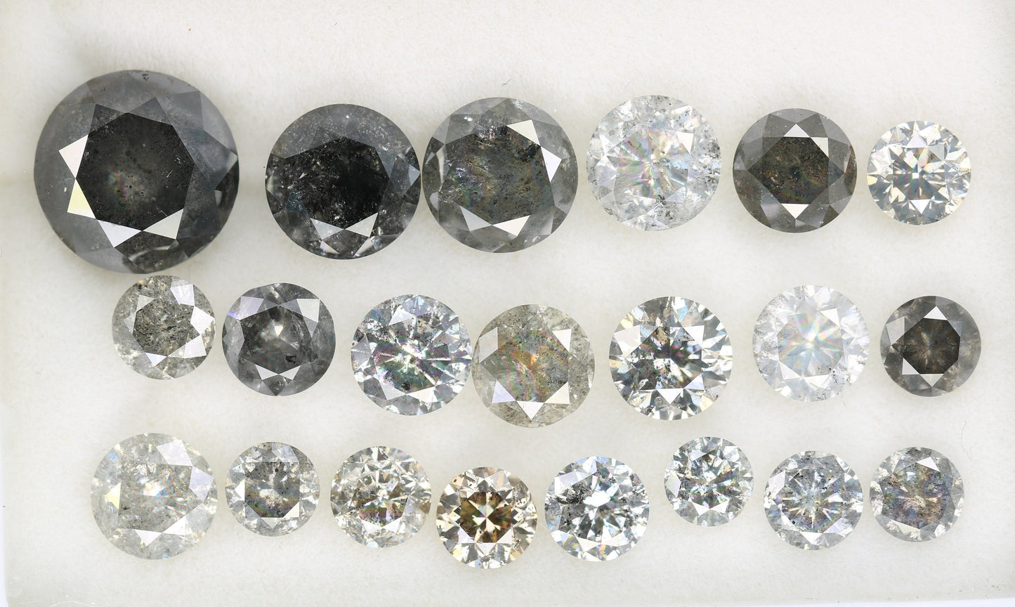Natural Round Brilliant Cut Salt and Pepper Diamond | Loose Gemstone for Wedding Rings & Anniversary Gifts | Unique Gifts for Him and Her