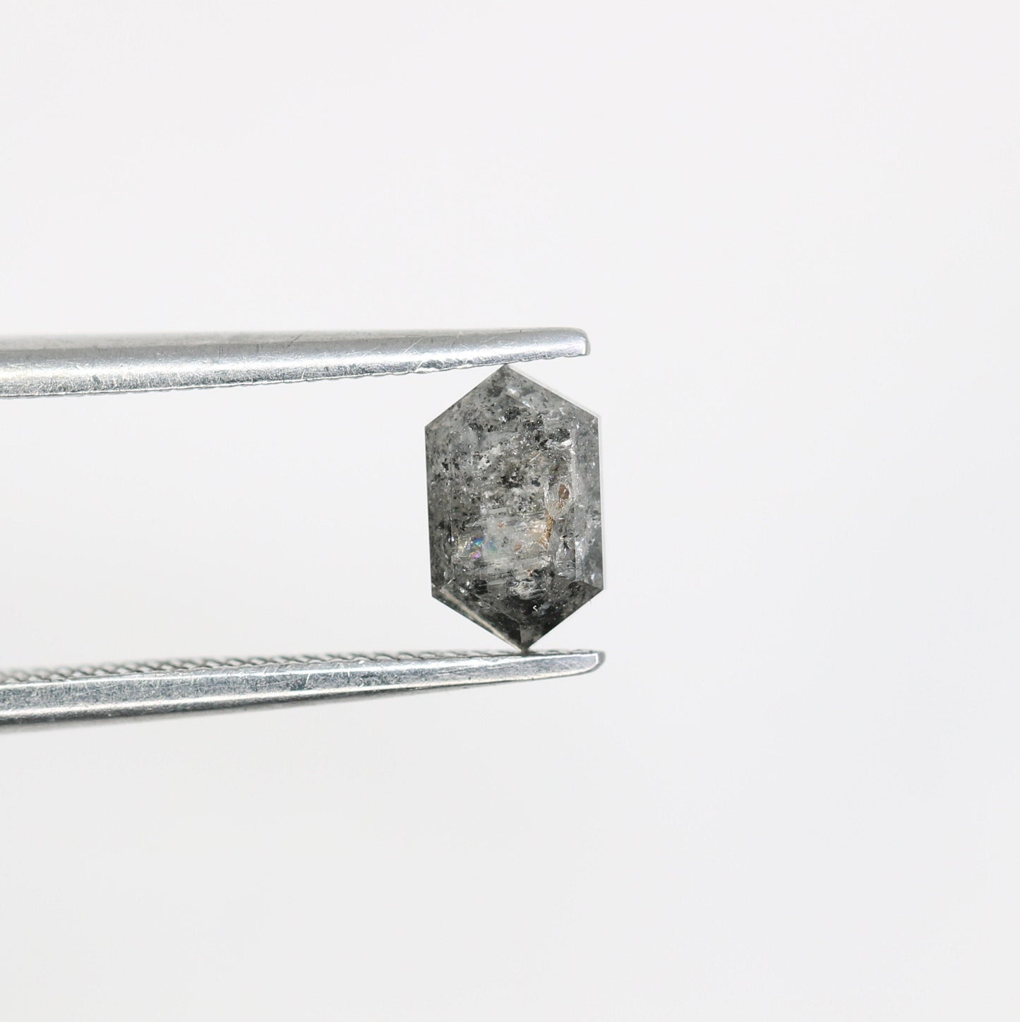 0.78 CT Hexagon Cut Salt and Pepper Diamond - Natural Hexagon Diamond - Salt and Pepper Ring - Gift for Wifey - Gift for mother - jewelry