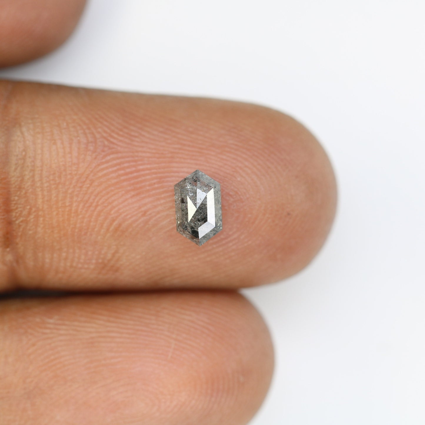 0.78 CT Hexagon Cut Salt and Pepper Diamond - Natural Hexagon Diamond - Salt and Pepper Ring - Gift for Wifey - Gift for mother - jewelry