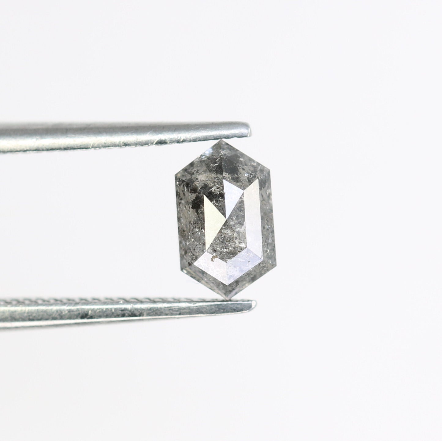 0.78 CT Hexagon Cut Salt and Pepper Diamond - Natural Hexagon Diamond - Salt and Pepper Ring - Gift for Wifey - Gift for mother - jewelry