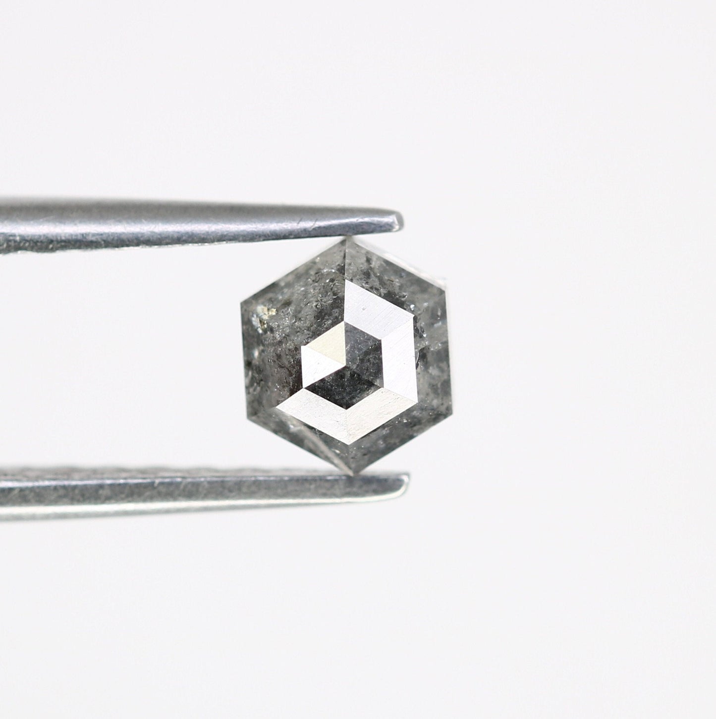 0.80 CT Hexagon Cut Salt and Pepper Diamond - Natural Hexagon Diamond - Salt and Pepper Ring - Gift for Wifey - Gift for mother - jewelry
