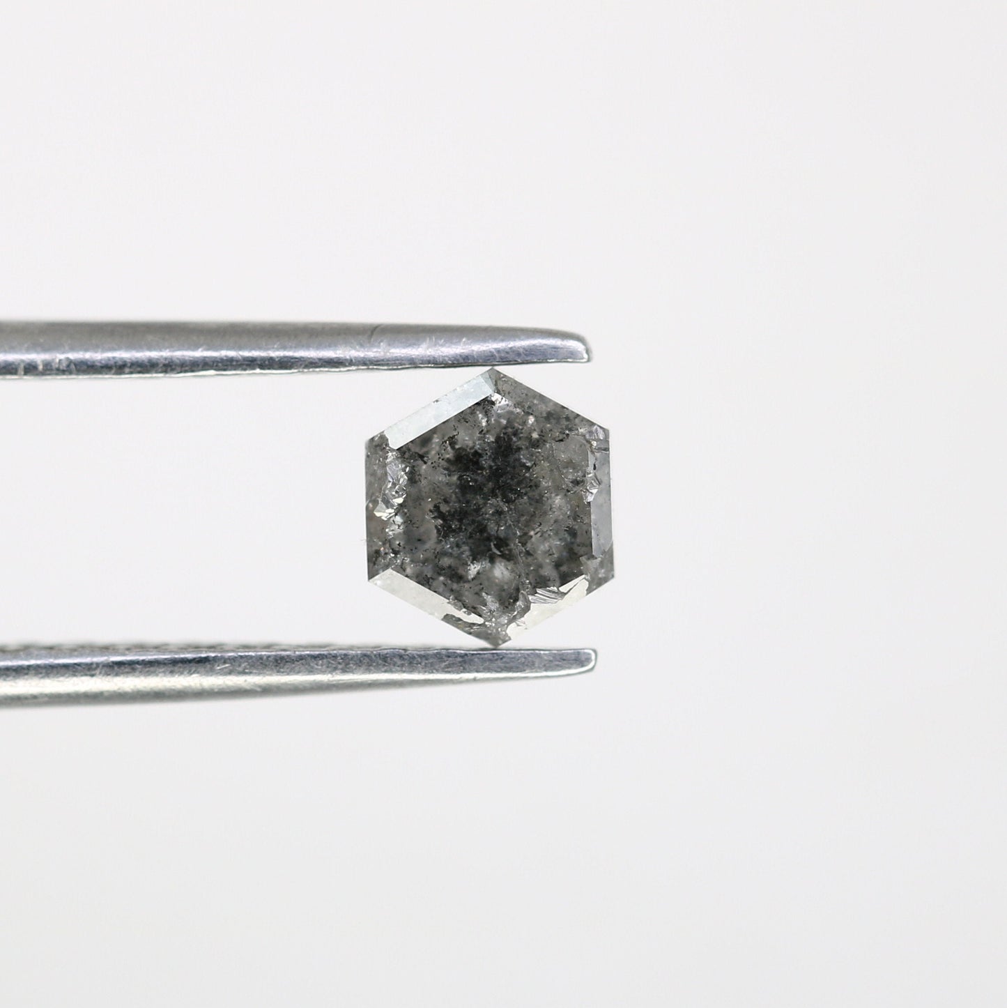 0.80 CT Hexagon Cut Salt and Pepper Diamond - Natural Hexagon Diamond - Salt and Pepper Ring - Gift for Wifey - Gift for mother - jewelry