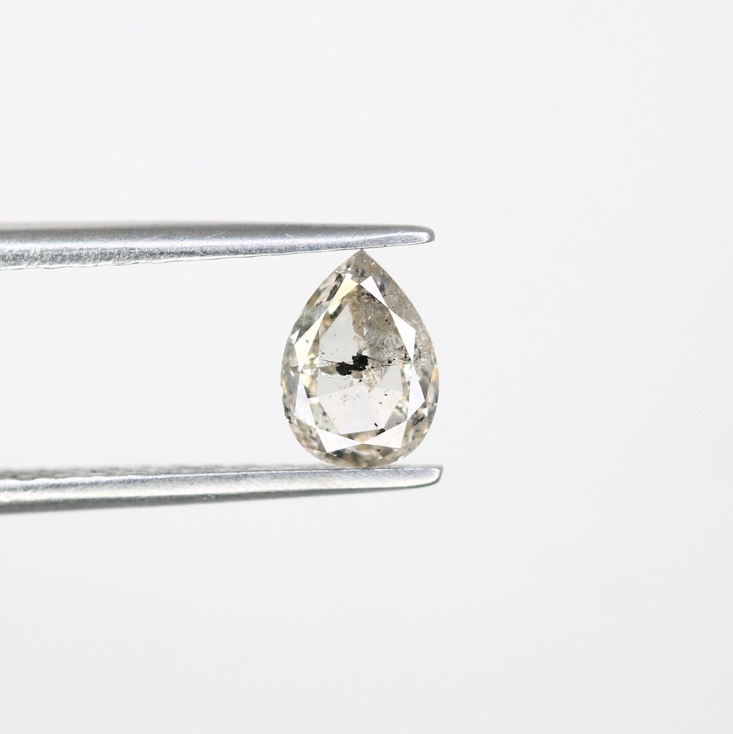 Loose Pear Light Grey Salt and Pepper Diamond for Engagement Ring | Unique Diamond for Gold Ring | Rustic Jewelry Gemstone