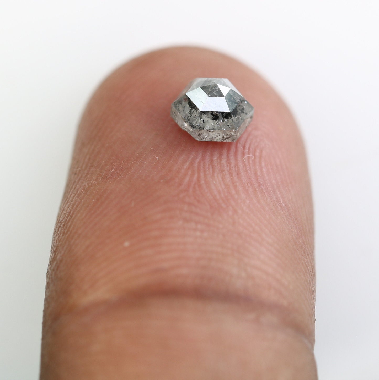 0.80 CT Hexagon Cut Salt and Pepper Diamond - Natural Hexagon Diamond - Salt and Pepper Ring - Gift for Wifey - Gift for mother - jewelry