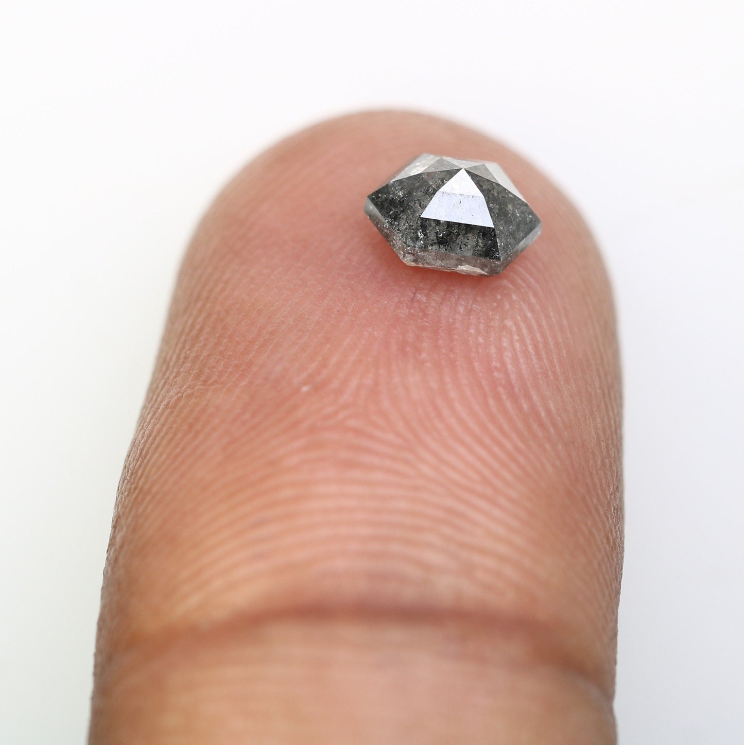 0.86 CT Hexagon Cut Salt and Pepper Diamond - Natural Hexagon Diamond - Salt and Pepper Ring - Gift for Wifey - Gift for mother - jewelry