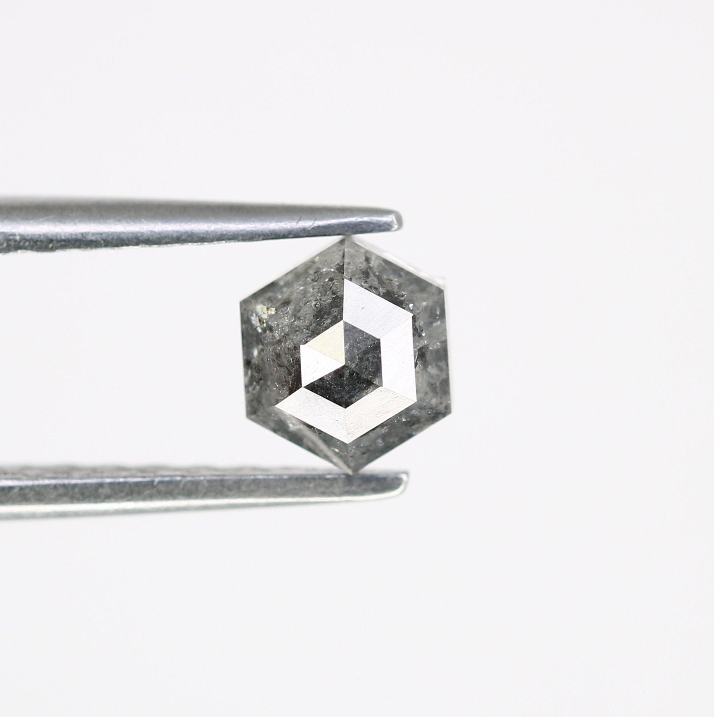 0.80 CT Hexagon Cut Salt and Pepper Diamond - Natural Hexagon Diamond - Salt and Pepper Ring - Gift for Wifey - Gift for mother - jewelry