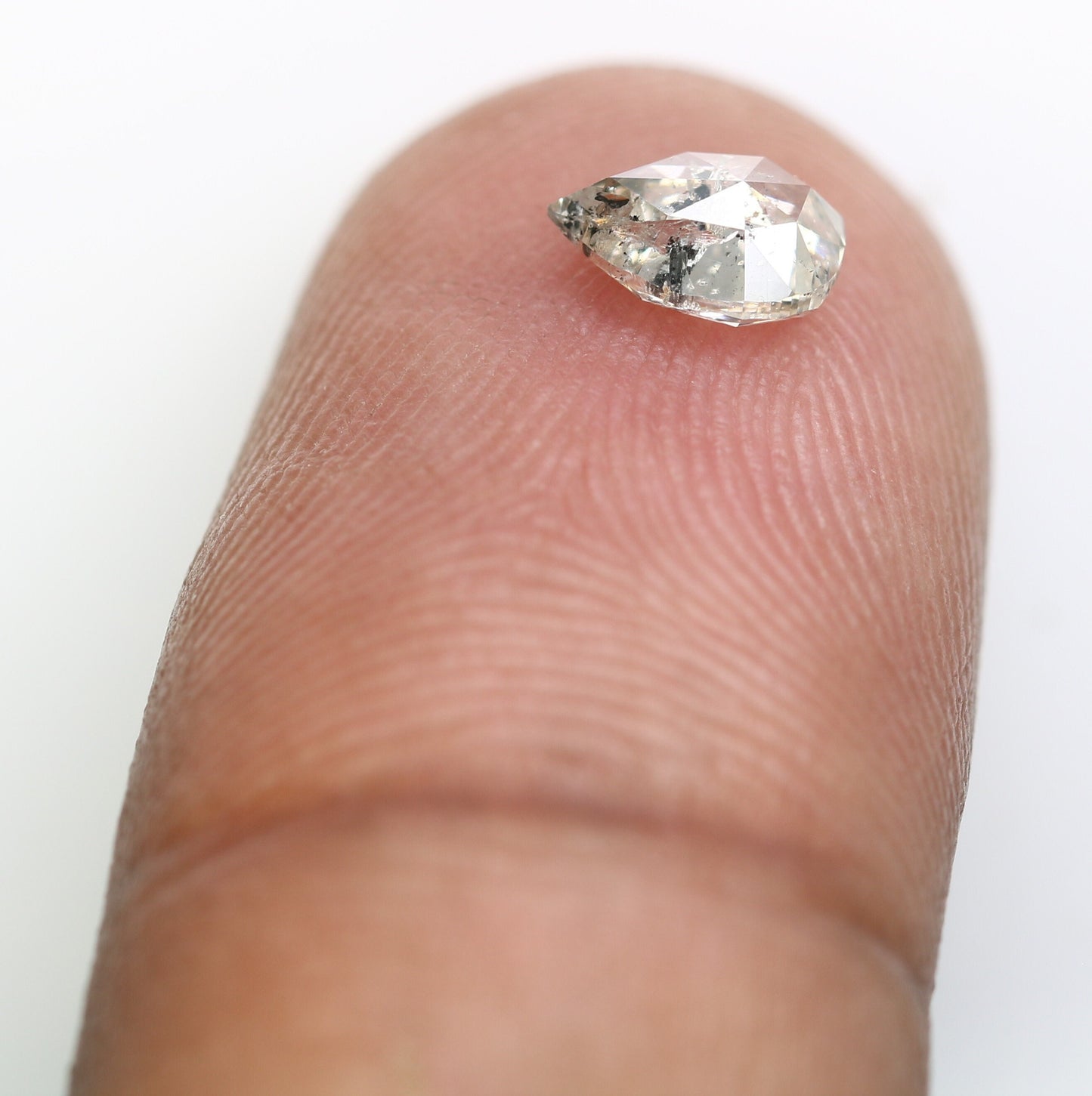 Loose Pear Light Grey Salt and Pepper Diamond for Engagement Ring | Unique Diamond for Gold Ring | Rustic Jewelry Gemstone