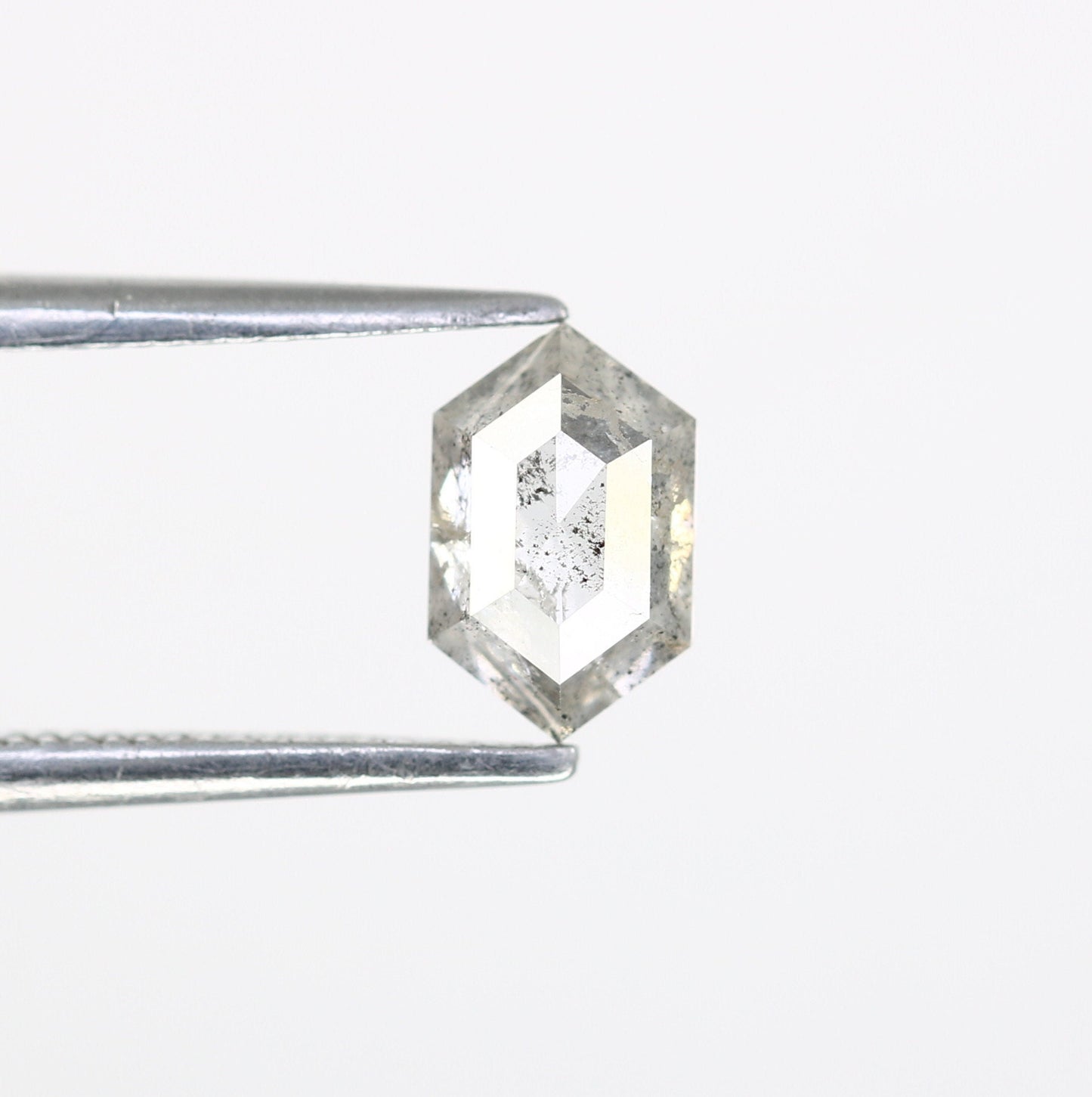 0.69 CT Hexagon Cut Salt and Pepper Diamond - Natural Hexagon Diamond - Salt and Pepper Ring - Gift for Wifey - Gift for mother - jewelry