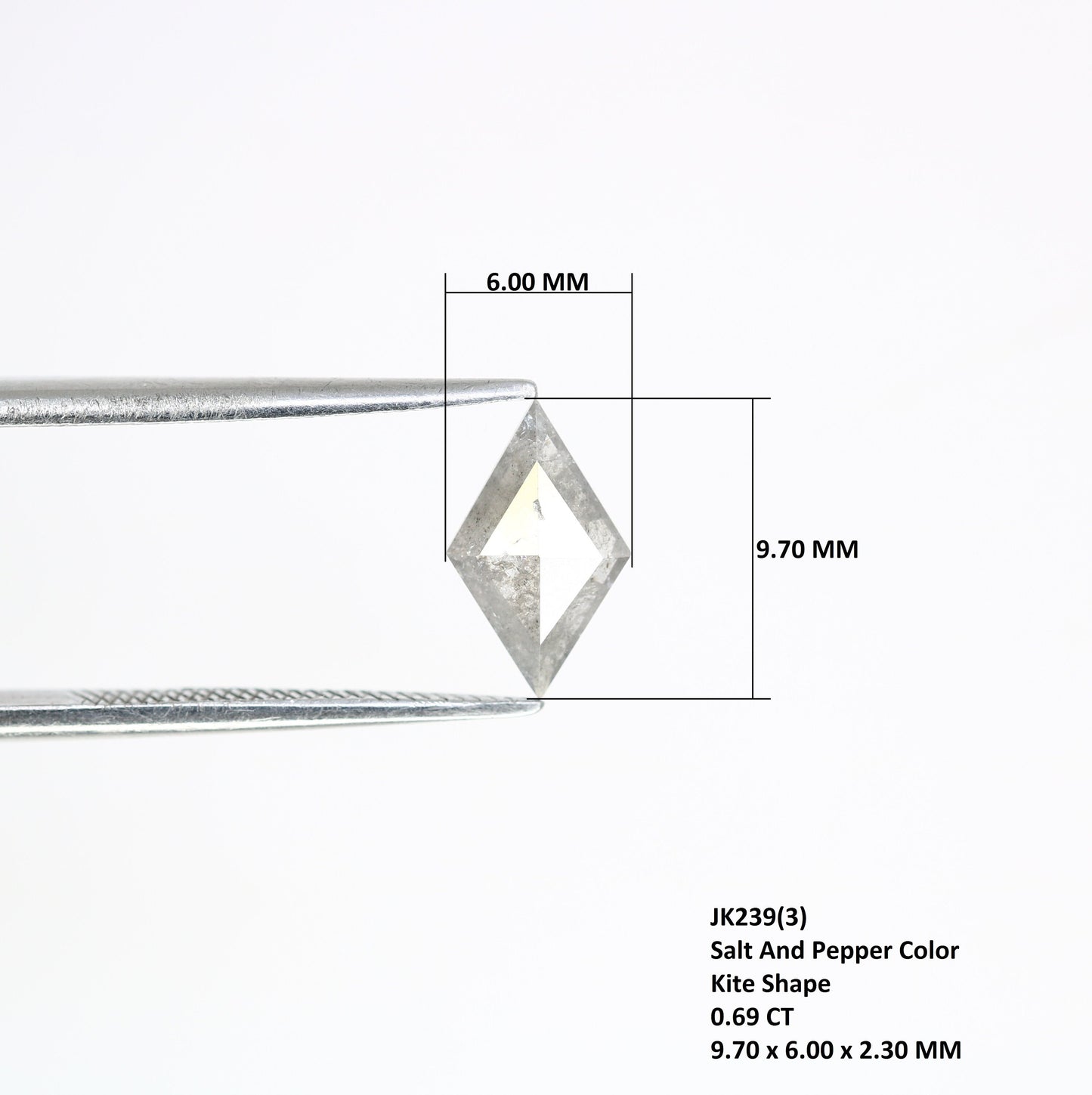 0.69 CT Kite shape Natural Loose Diamond -Kite Shape Salt and Pepper Diamond - For Salt Pepper Diamond Ring - Sale Offer- Unique Gift