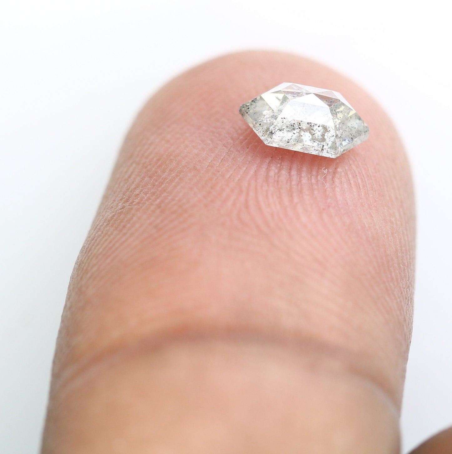 0.69 CT Hexagon Cut Salt and Pepper Diamond - Natural Hexagon Diamond - Salt and Pepper Ring - Gift for Wifey - Gift for mother - jewelry