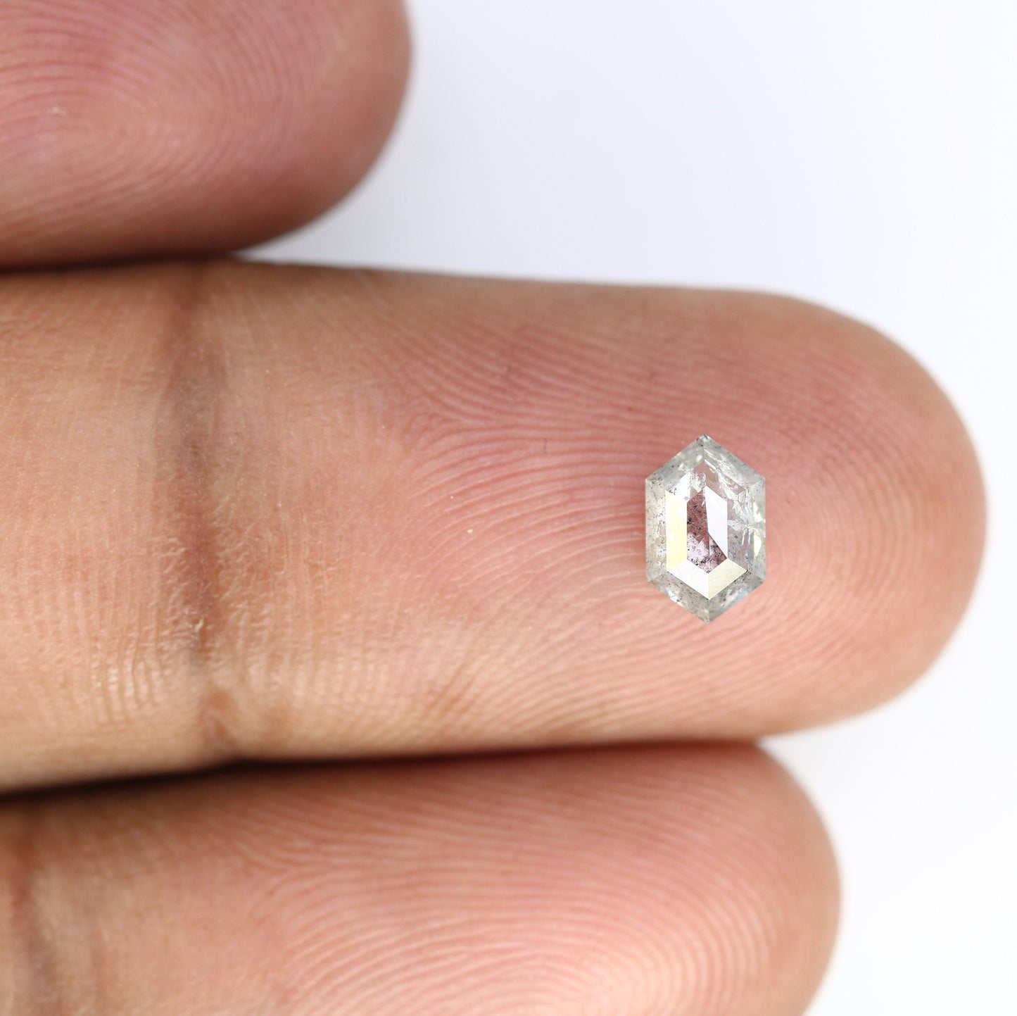 0.69 CT Hexagon Cut Salt and Pepper Diamond - Natural Hexagon Diamond - Salt and Pepper Ring - Gift for Wifey - Gift for mother - jewelry