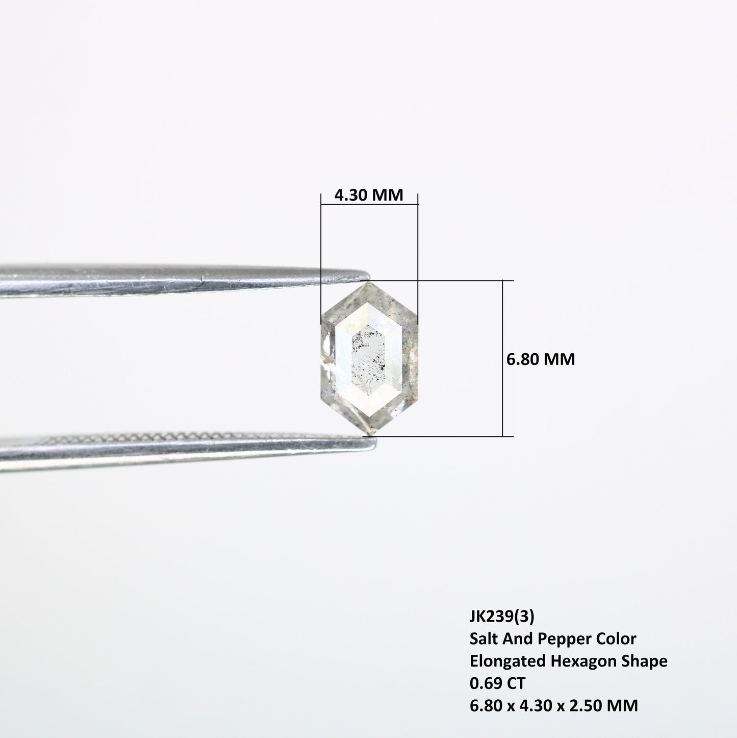 0.69 CT Hexagon Cut Salt and Pepper Diamond - Natural Hexagon Diamond - Salt and Pepper Ring - Gift for Wifey - Gift for mother - jewelry