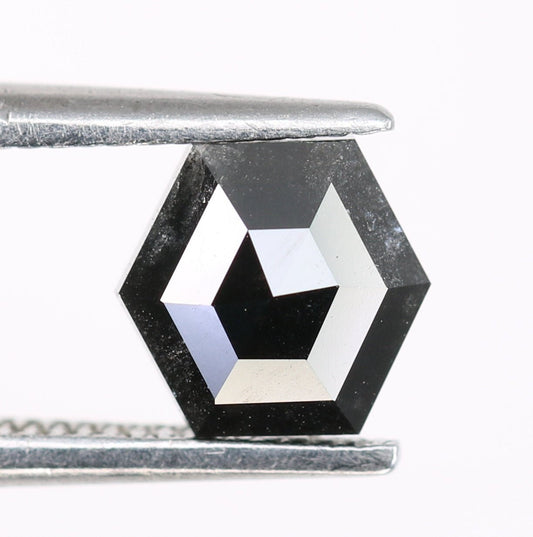 1 CT Hexagon Cut Salt and Pepper Diamond - Natural Hexagon Diamond - Salt and Pepper Ring - Gift for Wifey - Gift for mother - jewelry