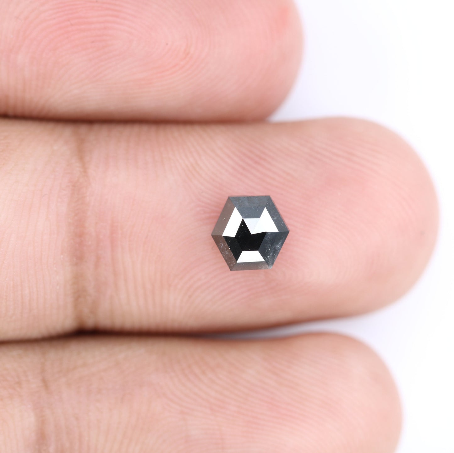 1 CT Hexagon Cut Salt and Pepper Diamond - Natural Hexagon Diamond - Salt and Pepper Ring - Gift for Wifey - Gift for mother - jewelry