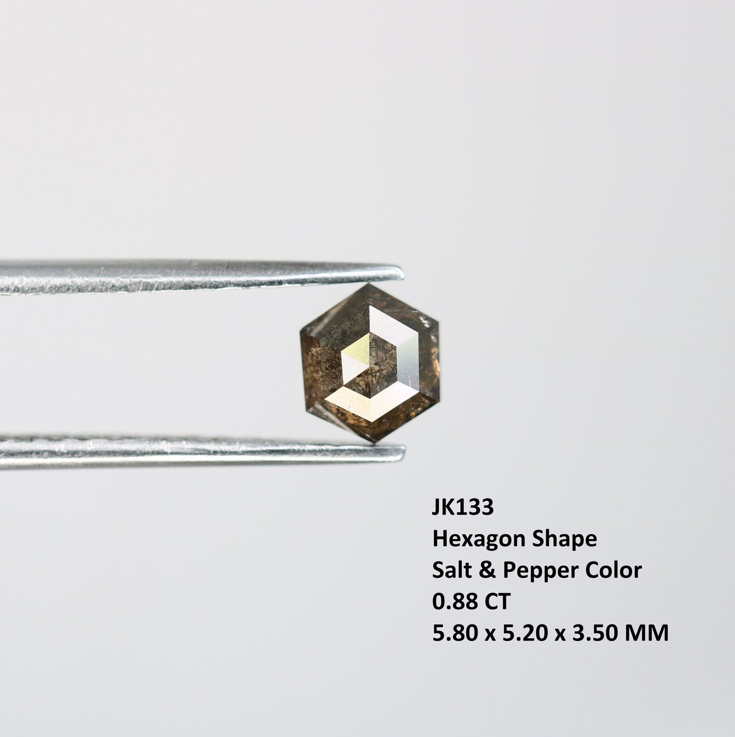 0.88 CT Hexagon Cut Salt and Pepper Diamond - Natural Hexagon Diamond - Salt and Pepper Ring - Gift for Wifey - Gift for mother - jewelry