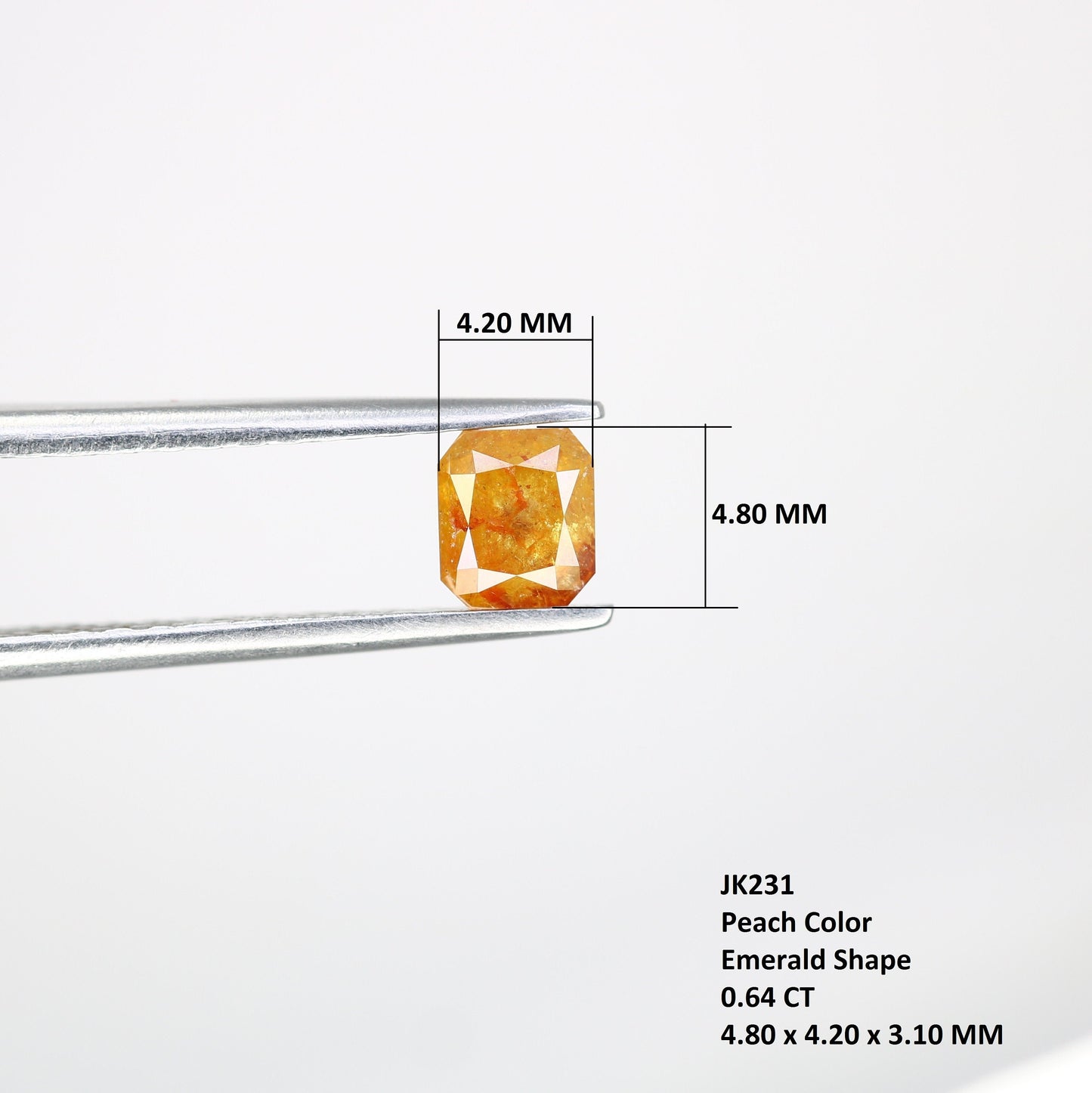 0.64 CT Salt and Pepper Emerald Shape Diamond - Natural Loose Emerald Cut Diamond - Perfect for Emerald Engagement Ring
