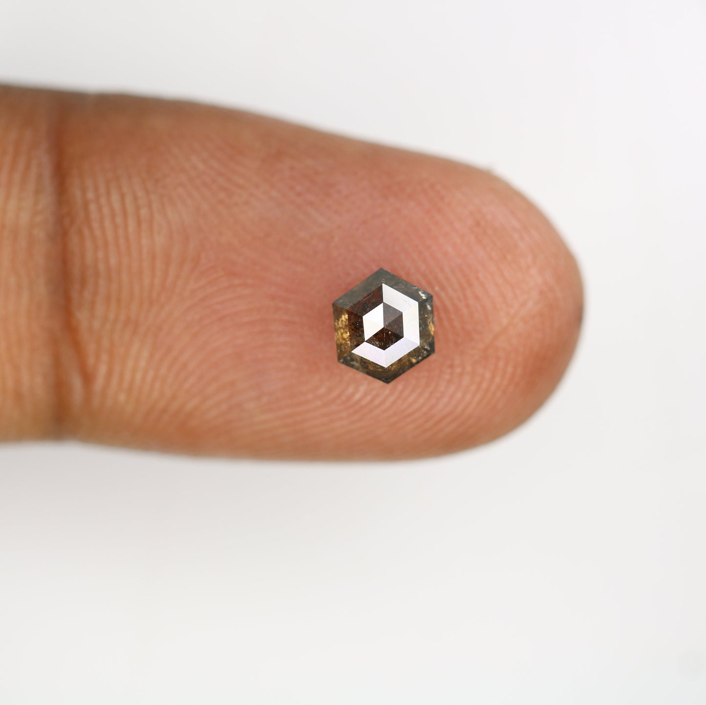 0.88 CT Hexagon Cut Salt and Pepper Diamond - Natural Hexagon Diamond - Salt and Pepper Ring - Gift for Wifey - Gift for mother - jewelry