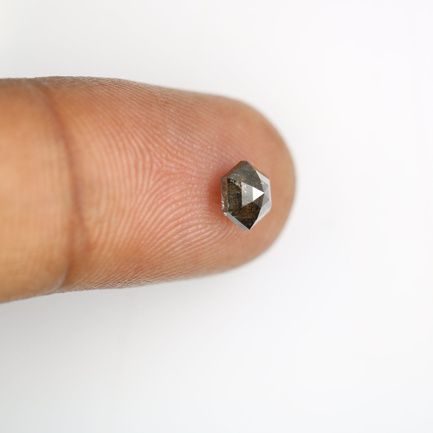 0.88 CT Hexagon Cut Salt and Pepper Diamond - Natural Hexagon Diamond - Salt and Pepper Ring - Gift for Wifey - Gift for mother - jewelry
