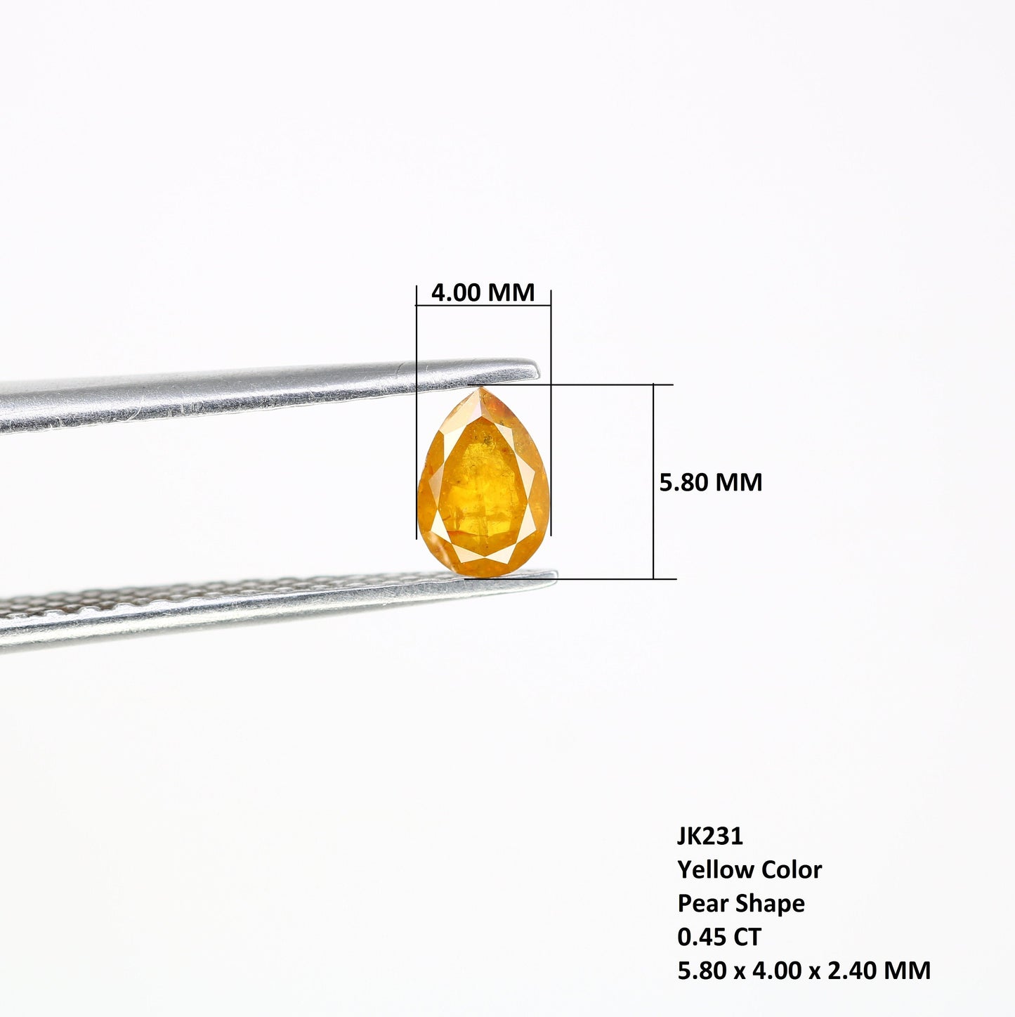 0.45ct Loose Yellow Pear Rustic Diamond For Engagement RingFor Gold Ring Diamonds