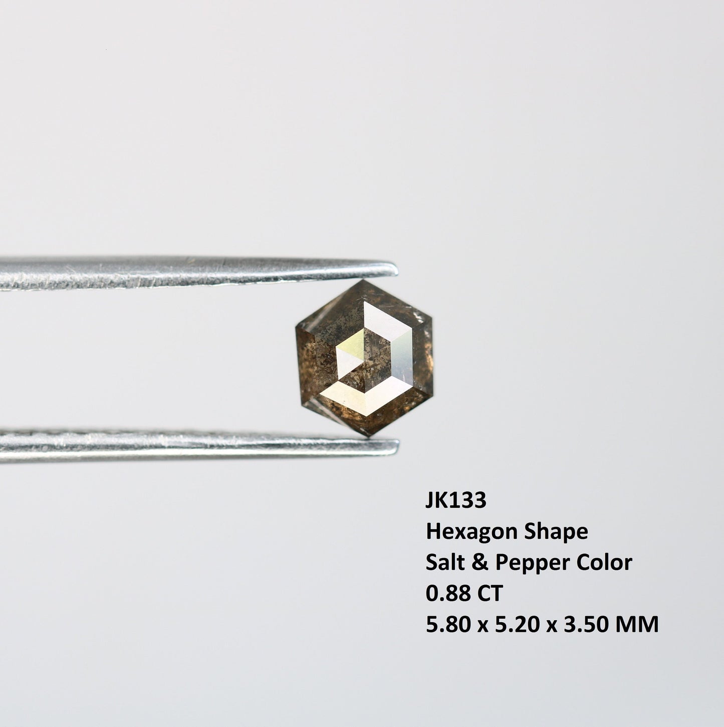 0.88 CT Hexagon Cut Salt and Pepper Diamond - Natural Hexagon Diamond - Salt and Pepper Ring - Gift for Wifey - Gift for mother - jewelry