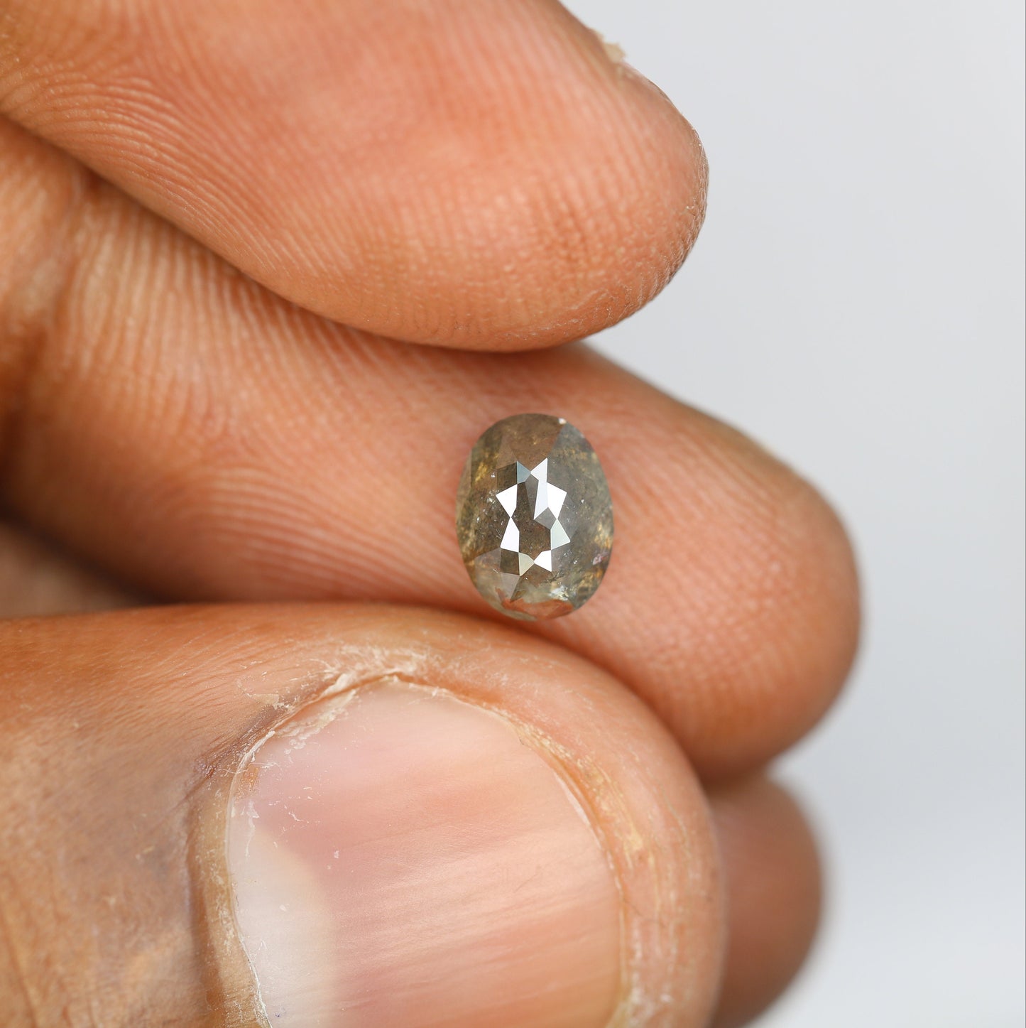 1.12 CT Rose Cut Oval Salt and Pepper Diamond - Perfect for Gold Rings & Elegant, Unique Jewelry Designs