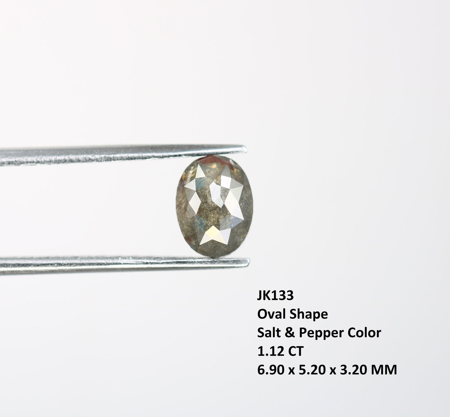 1.12 CT Rose Cut Oval Salt and Pepper Diamond - Perfect for Gold Rings & Elegant, Unique Jewelry Designs