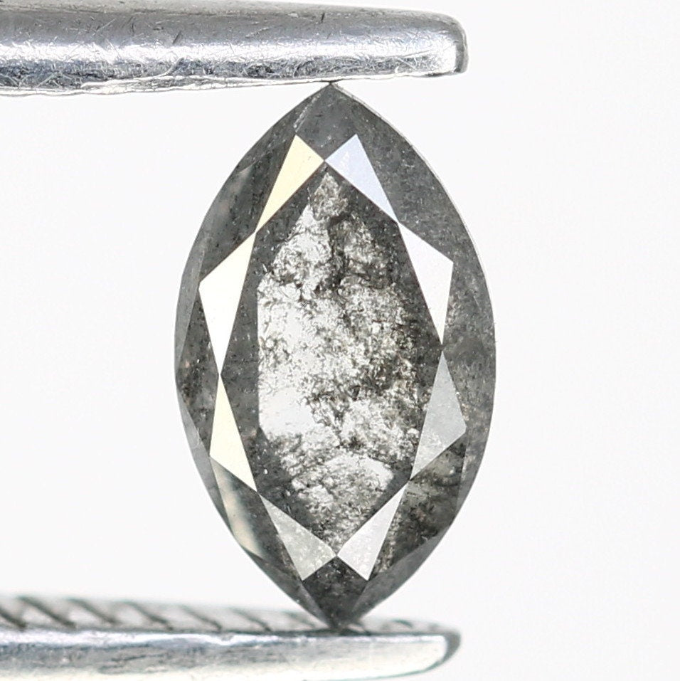 0.34 CT Marquise Shape Salt And Pepper Diamond | Natural Loose Black/Grey Diamonds For Weeding & Earring | For pendant | For Bracelet