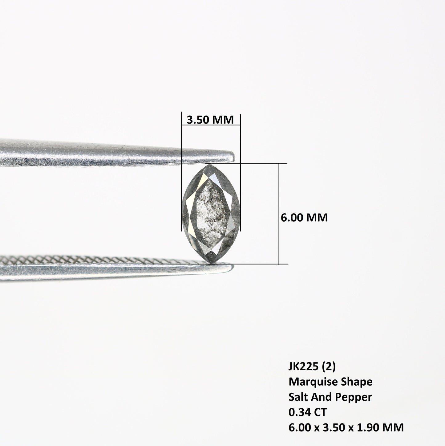 0.34 CT Marquise Shape Salt And Pepper Diamond | Natural Loose Black/Grey Diamonds For Weeding & Earring | For pendant | For Bracelet