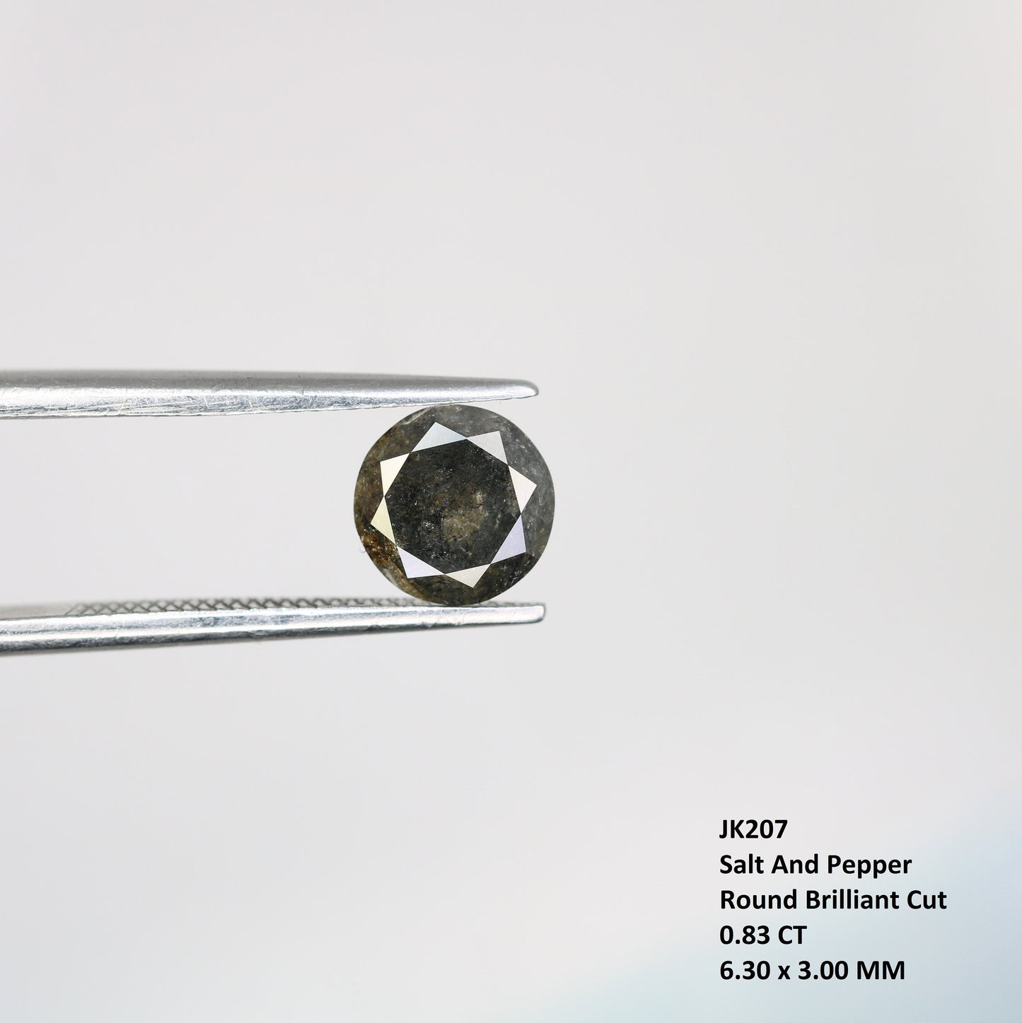 0.83 Carat Round Brilliant Cut Salt and Pepper Diamond for Gold Rings | Ideal for Unique Engagement or Custom Jewelry Designs