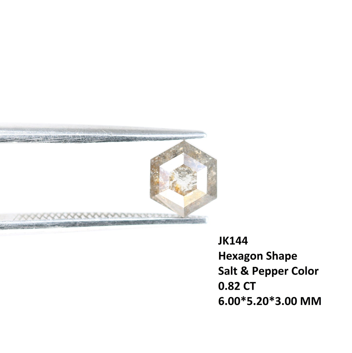0.82 CT Hexagon Cut Salt and Pepper Diamond - Natural Hexagon Diamond - Salt and Pepper Ring - Gift for Wifey - Gift for mother - jewelry