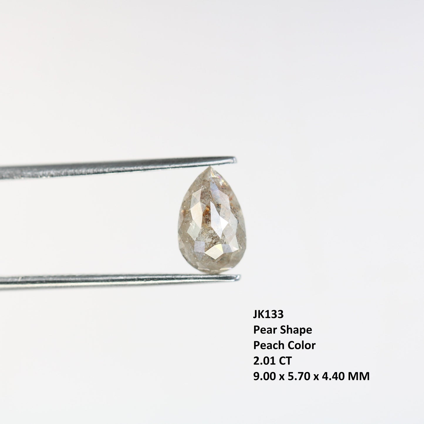 2 CT Salt and Pepper Pear Diamond for Ring | Loose Rustic Diamond for Gold Ring | Unique Gemstone for Engagement Ring