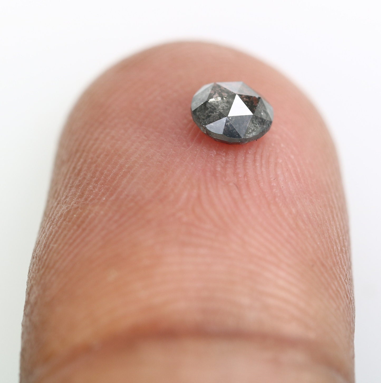 0.37 CT Rose Cut Round Black Salt And Pepper Real Diamond For Engagement/Wedding RingFor Gold Ring Diamonds