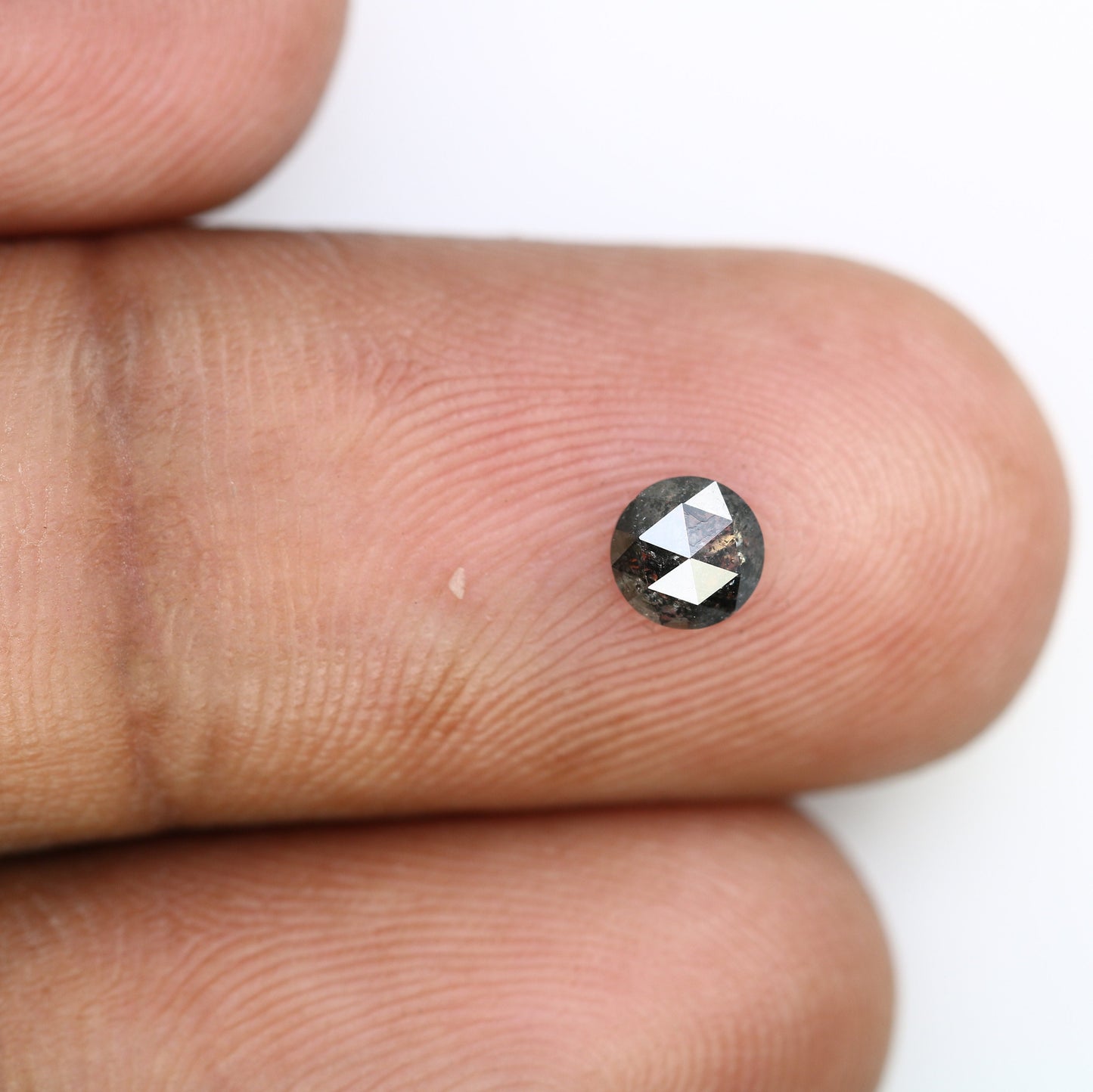 0.37 CT Rose Cut Round Black Salt And Pepper Real Diamond For Engagement/Wedding RingFor Gold Ring Diamonds