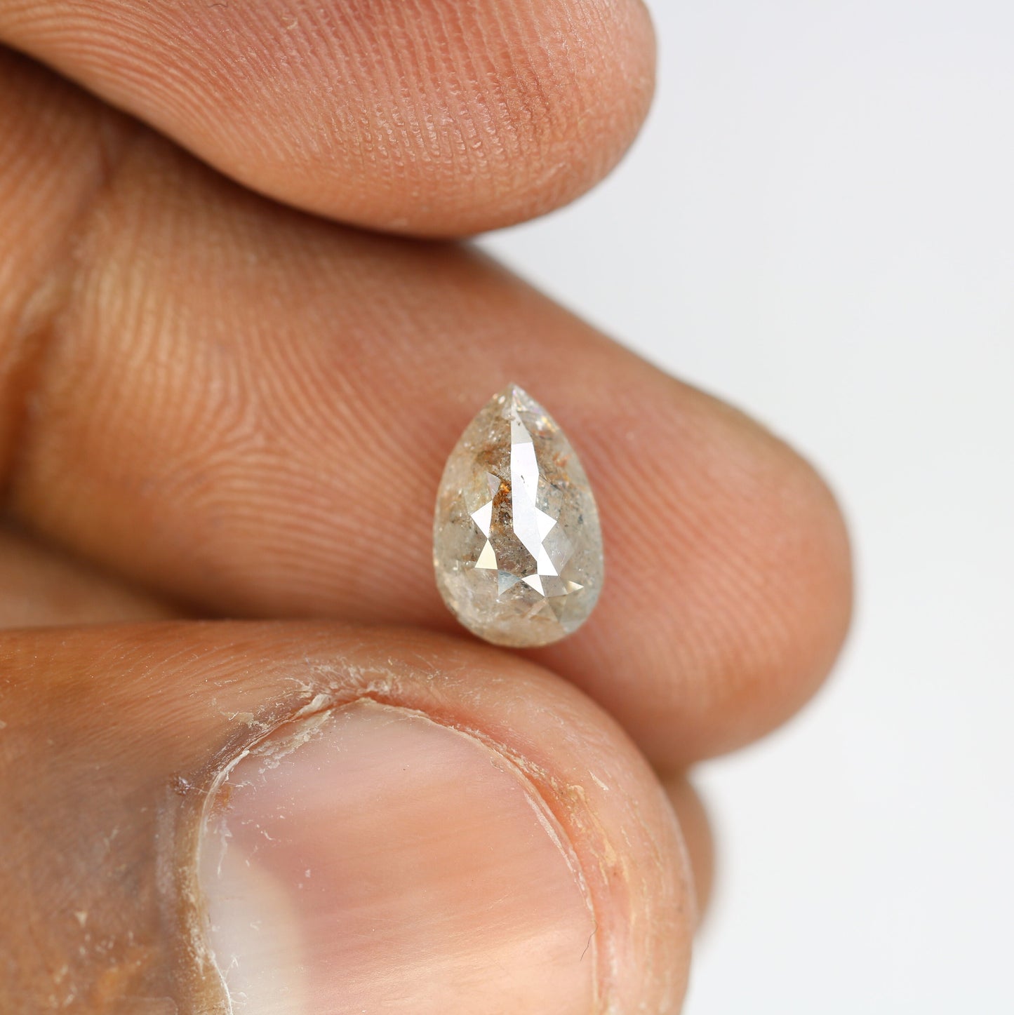 2 CT Salt and Pepper Pear Diamond for Ring | Loose Rustic Diamond for Gold Ring | Unique Gemstone for Engagement Ring
