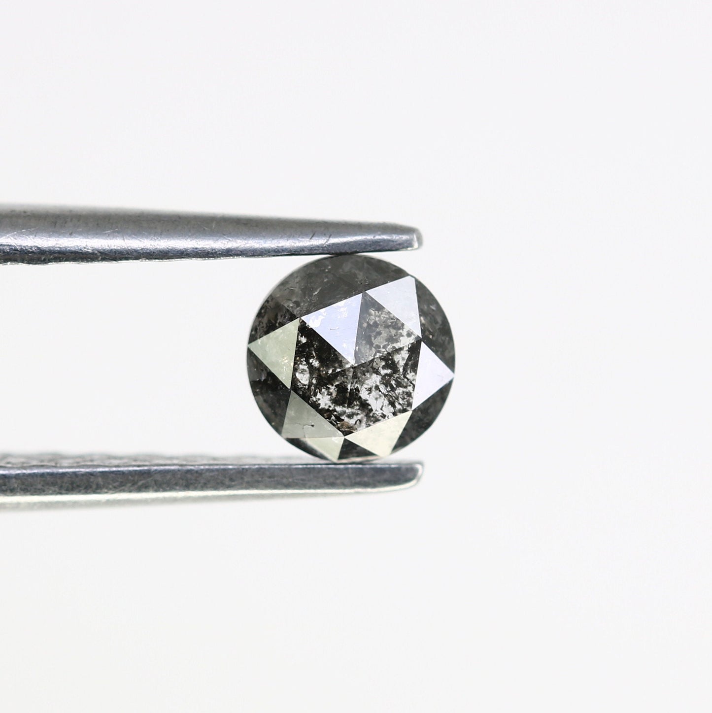 0.37 CT Rose Cut Round Black Salt And Pepper Real Diamond For Engagement/Wedding RingFor Gold Ring Diamonds